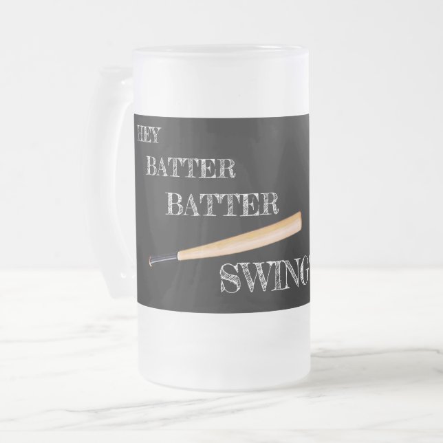 Taza De Cristal Esmerilado Hey Batter Batter Swing (Anverso izquierdo)