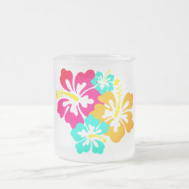 Taza De Cristal Esmerilado Hibiscus Flower