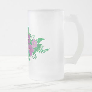 Taza De Cristal Esmerilado Hibiscus púrpura