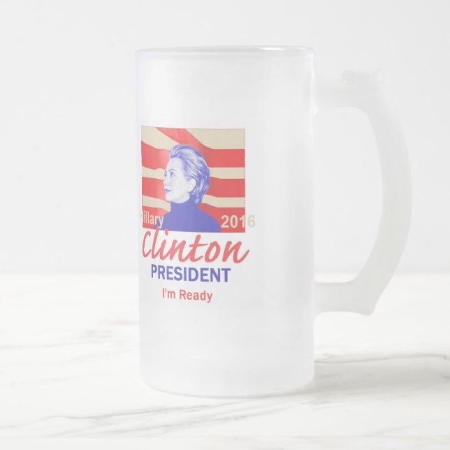 Taza De Cristal Esmerilado Hillary Clinton 2016 (Derecha)
