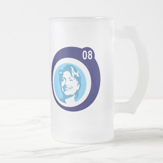 Taza De Cristal Esmerilado hillary clinton : burbujas azules : (Derecha)