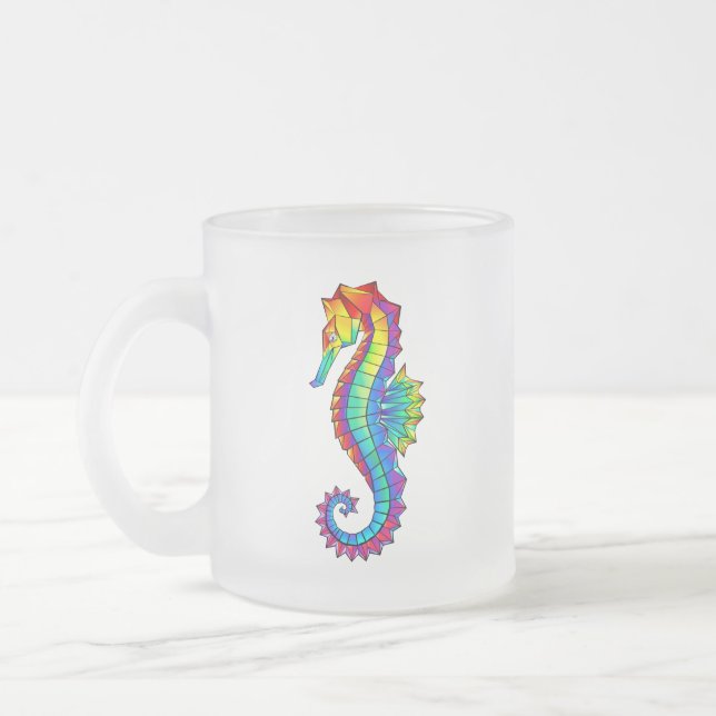 Taza De Cristal Esmerilado Hipoahoría marino poligonal arcoiris (Izquierda)