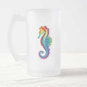 Taza De Cristal Esmerilado Hipoahoría marino poligonal arcoiris