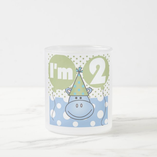 Taza De Cristal Esmerilado Hippo 2ª camisetas de cumpleaños y regalos (Centro)