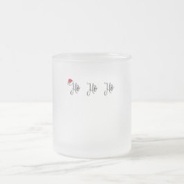 Taza De Cristal Esmerilado Ho Ho Ho Ho con un sombrero rojo de santa