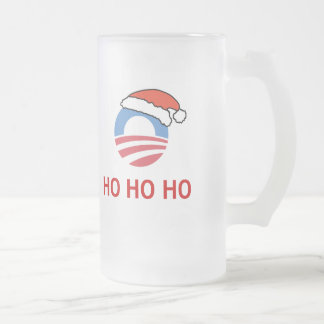 Taza De Cristal Esmerilado Ho Ho Ho Obama Stein