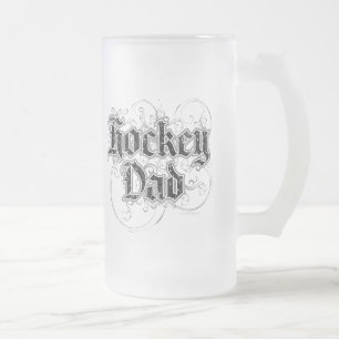 Taza De Cristal Esmerilado Hockey Papá frunció la cerveza
