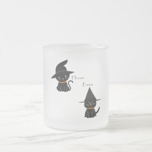 Taza De Cristal Esmerilado Hocus Pocus Gatos Negros
