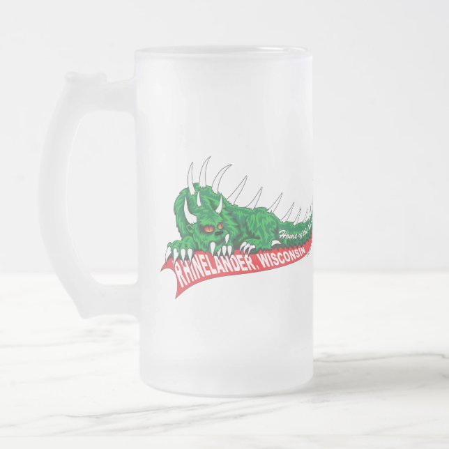 Taza De Cristal Esmerilado Hogar del Hodag Rhinelander WI (Izquierda)