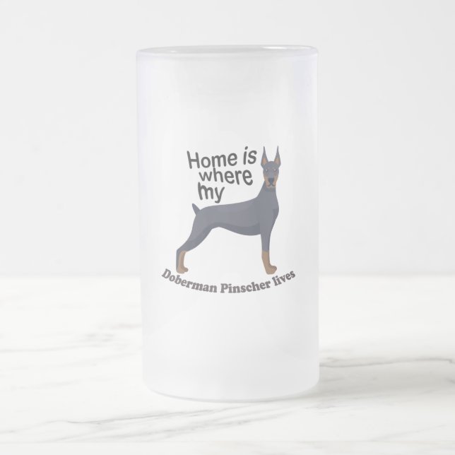 Taza De Cristal Esmerilado Hogar Doberman (Centro)