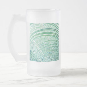 Taza De Cristal Esmerilado Hoja de palma de planta verde suave
