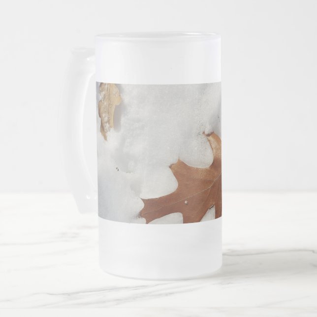 Taza De Cristal Esmerilado hoja del roble en la nieve (Anverso izquierdo)