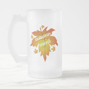 Taza De Cristal Esmerilado Hojas de arce en la tipografía de humor de otoño