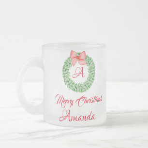 Taza De Cristal Esmerilado Hojas de navidad