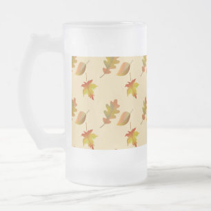 Taza De Cristal Esmerilado Hojas de roble acogedoras de arce de otoño
