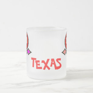 Taza De Cristal Esmerilado Hojas de vidrio escarlata estilizadas de Texas