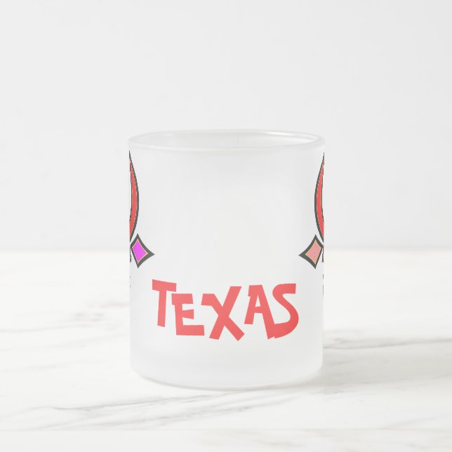 Taza De Cristal Esmerilado Hojas de vidrio escarlata estilizadas de Texas (Centro)
