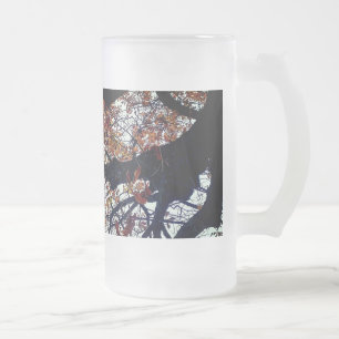 Taza De Cristal Esmerilado Hojas doradas