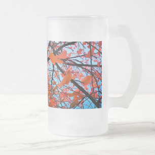 Taza De Cristal Esmerilado hojas naranjas