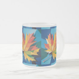 Taza De Cristal Esmerilado Hojas otoñales Mug de vidrio escarpado