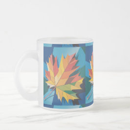 Taza De Cristal Esmerilado Hojas otoñales Mug de vidrio escarpado