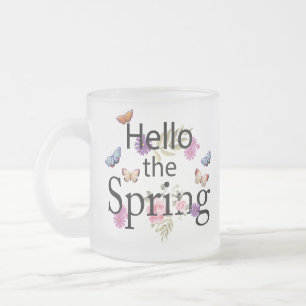 Taza De Cristal Esmerilado Hola, Flor De Primavera