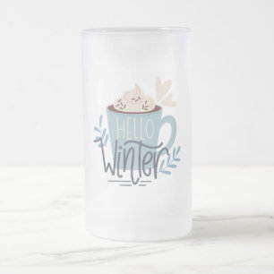 Taza De Cristal Esmerilado Hola invierno