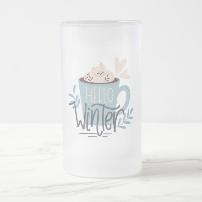 Taza De Cristal Esmerilado Hola invierno (Centro)