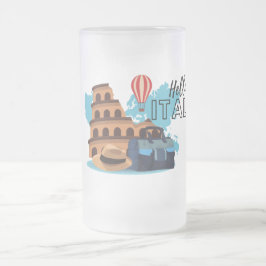 Taza De Cristal Esmerilado Hola Italia Frost Glass Beer Mug
