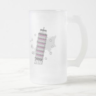 Taza De Cristal Esmerilado Hola Italia Frost Glass Beer Mug