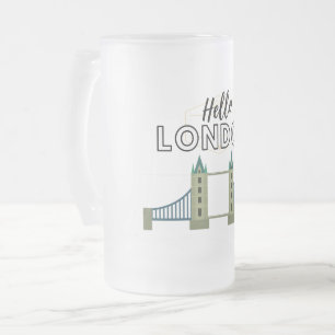 Taza De Cristal Esmerilado Hola London Frosted Glass Beer Mug