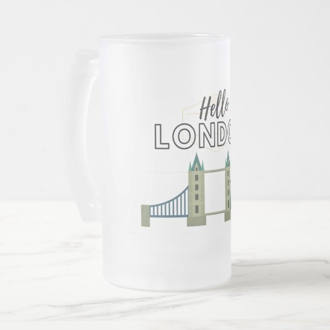 Taza De Cristal Esmerilado Hola London Frosted Glass Beer Mug (Anverso izquierdo)