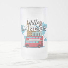 Taza De Cristal Esmerilado Hola London Frosted Glass Beer Mug