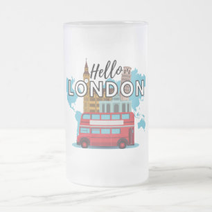 Taza De Cristal Esmerilado Hola London Frosted Glass Beer Mug