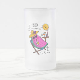 Taza De Cristal Esmerilado Hola sandía de verano relajante