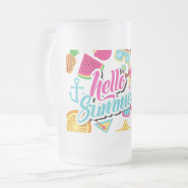 Taza De Cristal Esmerilado Hola Summer Frosted Glass Mug