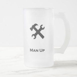 Taza De Cristal Esmerilado Hombre con llave de martillo negro arriba