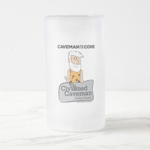 Taza De Cristal Esmerilado Hombre de las cavernas civilizado que cocina la