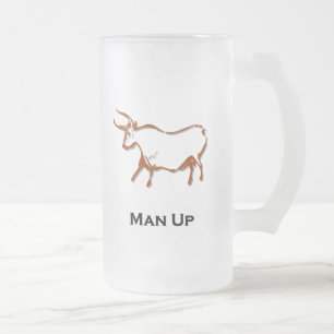 Taza De Cristal Esmerilado Hombre de toros arriba