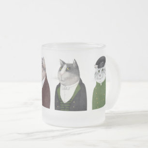 Taza De Cristal Esmerilado HOMBRES GATOS Vidrio escarchado
