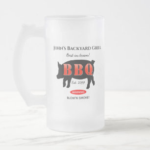 Taza De Cristal Esmerilado Hombres Manejo de Cerveza Soda en el patio trasero