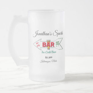 Taza De Cristal Esmerilado Home Bar Tavern Pub Man Cave Cold Beer
