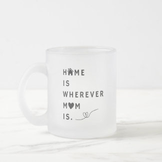 Taza De Cristal Esmerilado Home Is Wherever Mom Is – Gift For Mom