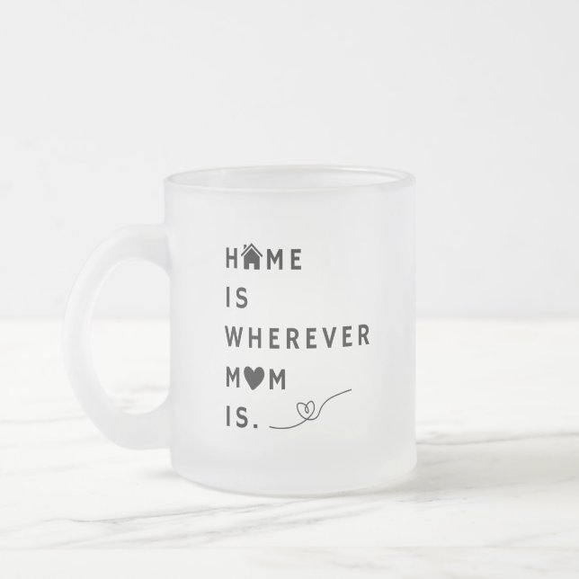 Taza De Cristal Esmerilado Home Is Wherever Mom Is – Gift For Mom (Izquierda)