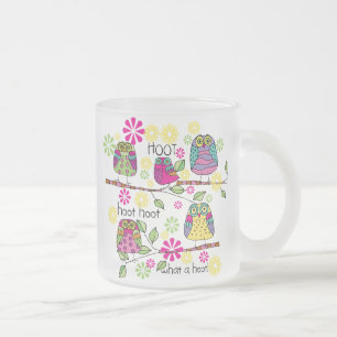Taza De Cristal Esmerilado Hootie Owls