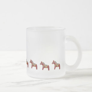Taza De Cristal Esmerilado Horse de Dala Rojo Cider caliente Mug Frotado