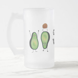 Taza De Cristal Esmerilado Hoyo verde divertido del handstand del aguacate