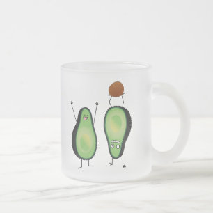 Taza De Cristal Esmerilado Hoyo verde divertido del handstand del aguacate