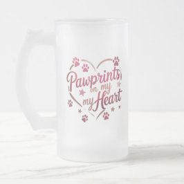 Taza De Cristal Esmerilado Huellas en mi corazón - Mug de escarcha rosada Ros