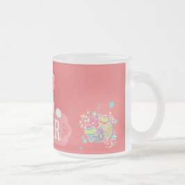 Taza De Cristal Esmerilado Huevos Pastel de Pascua y Bunny Mug